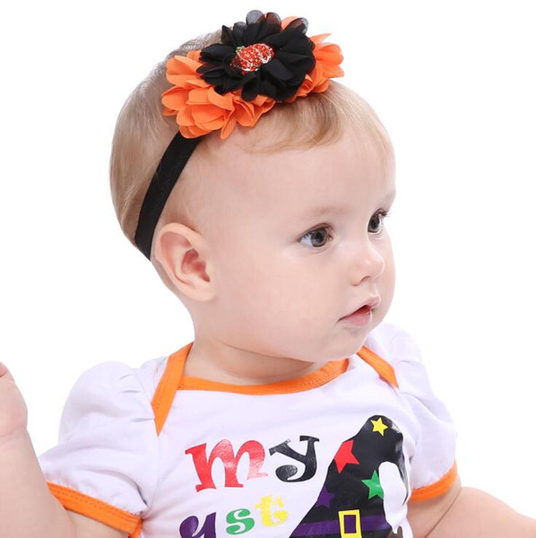 Hot style Halloween baby headbands children elastic headbands pumpkin head chiffon headdress fashion baby hair jewelry