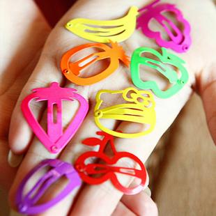 hair jewelry New Fashion Multicolor Candy Color Painted Cute Alloy Fruit Children Hair Clips Barrettes Mix Order Random Delivery SHR076