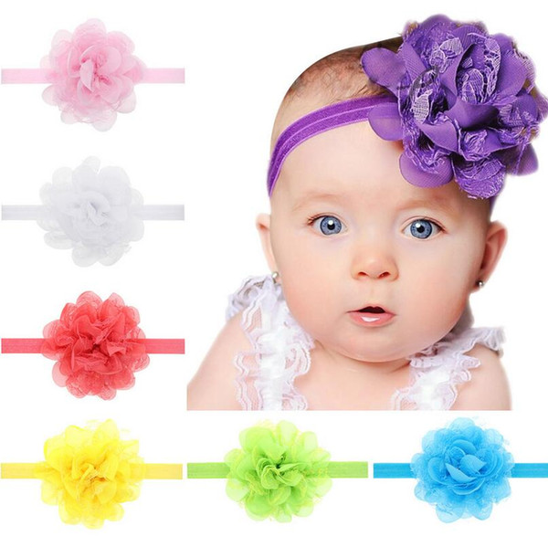 Best gift Chiffon Lace Flower Children 's Hairband baby hair ornaments TG070 mix order 30 pieces a lot