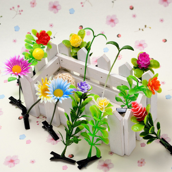 Lovely Flower Hair Clips Baby Bud Grass On Head Kids Hairpins Bean Sprout Hair Wear Accessories