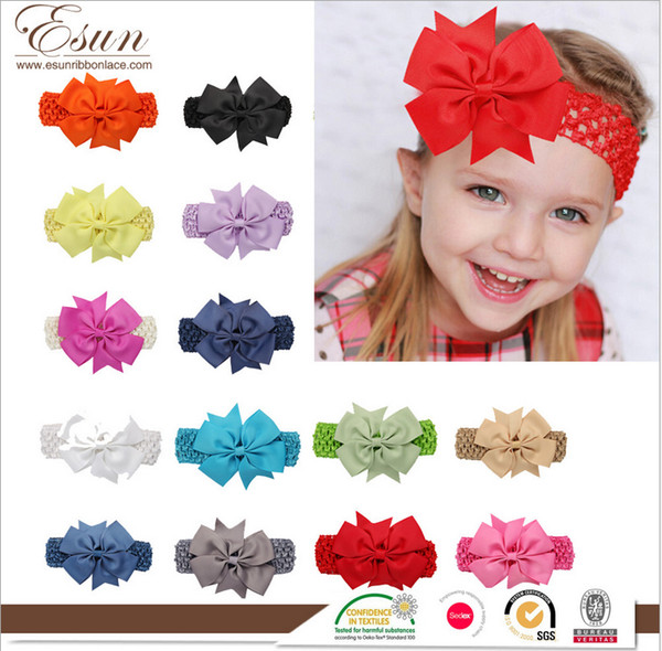 20 Color Baby Big Lace Bow Headbands Girls Cute Bow Hair Band Infant Lovely Headwrap Children Bowknot Elastic Accessories Butterfly Hair Cl