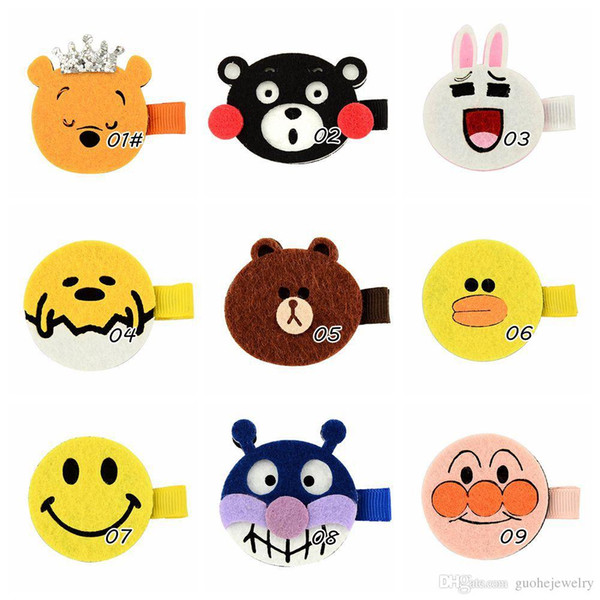 Wholesale hair accessories for women Children cute animal expression hairpin smiling face hair ornaments free shipping