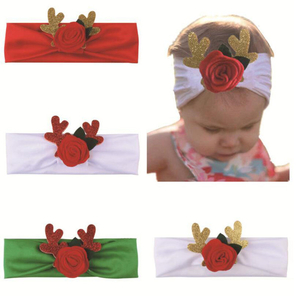 2019 Newest Christmas Headbands For Children Rose With Elk Horns Hairband Headscarf For Baby Girls Party Hair Accessories