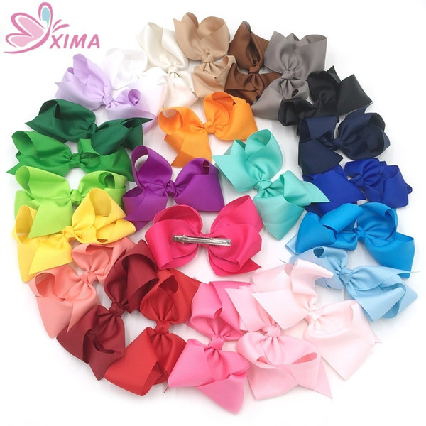 Xima 32pcs/lot 6inch Big Hair Ribbon Bows Kids Hair Accessories Hair Bows Hairpins For Teens Toddlers Children Women 25 Colors J190507