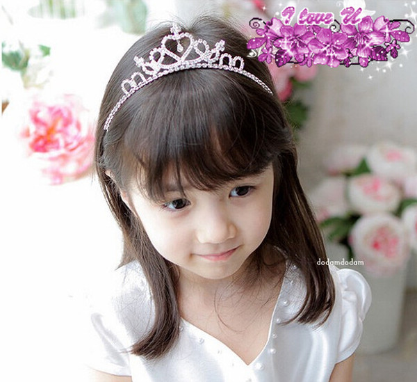 Wholesale-Free Shipping 2016 Cute Silver Princess Hair Band Tiara Rhinestone Headband For Kids Girl Children 31