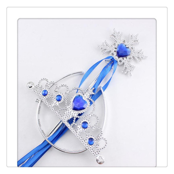 Wholesale Beautiful Princess Dress Up Accessories Tiara Crown and Snowflake Wand Set Children Cosplay Accessories High Quality Hot Sale