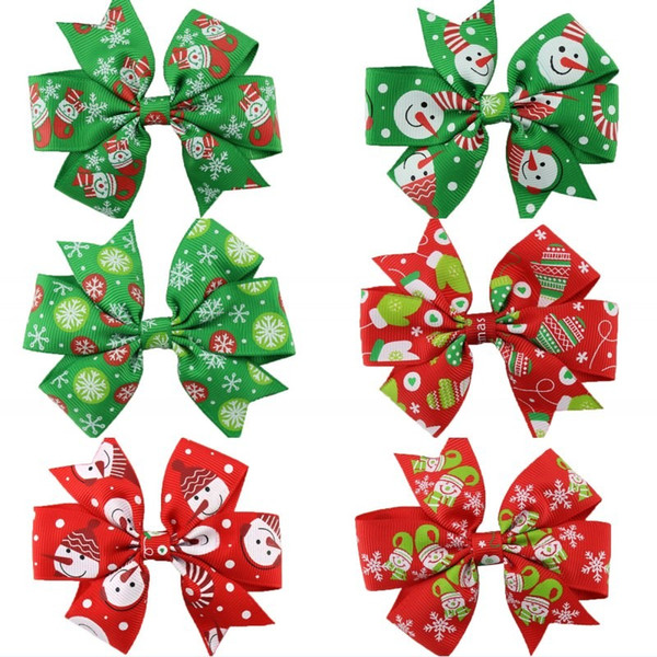 Christmas Hair Bow Clips Swallowtail Bows Baby Girl Kids Hair Clips Boutique Bow Clips for Women Hair Accessories