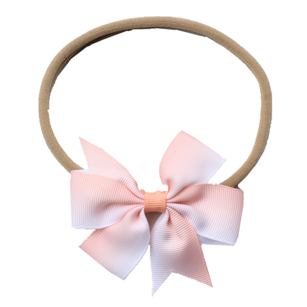 2018 Hot Cute Child Elastic Ribbon Bow Girl Baby Boy Solid Color Gradient Bow Ribbon 25 A pack