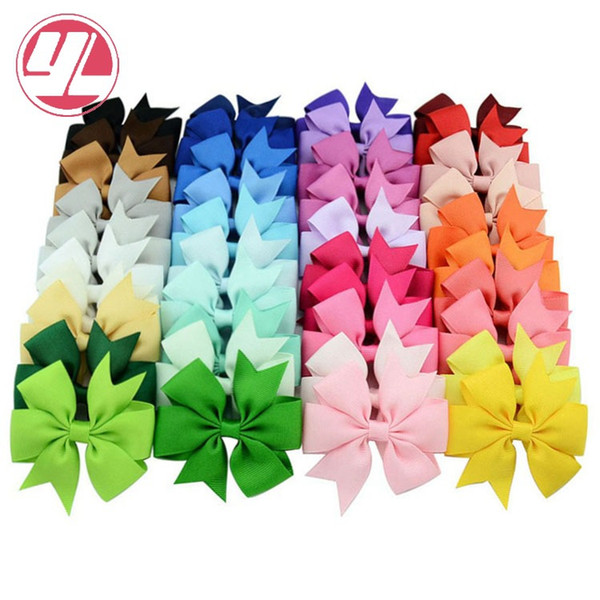 40 color 564 eaby hot selling solid color ribbed ribbon fish tail bow clip hairpin children's hair card