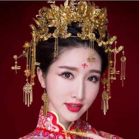 Beautiful Red Ancient Clothing Bridal Headdress Retro Chinese Style Handmade High - End Hair Ornaments 3245235