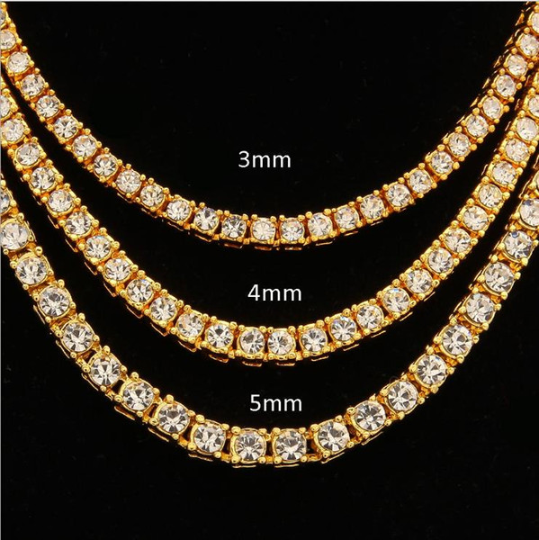 Explosive European and American fashion attractive hip-hop 4mm alloy water drill a row of necklaces Gold Silver Rose Gold multi-specific