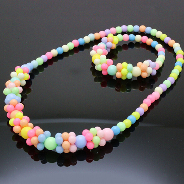 MIX Cute Kids Girls COLORFUL Necklace Bracelet Children Jewelry Sets Candy Colors