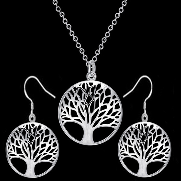 Circle hollowed-out wishing tree pendant tree of life necklace ear pendant tree of life necklace euramerican ornaments