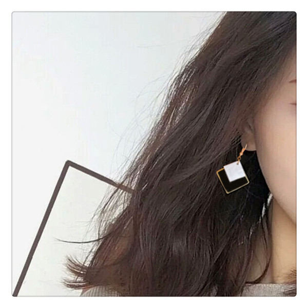 New arrival host selling Fashion Women White Shell Square Earrings Retro Concise Ear Stud gift to girls