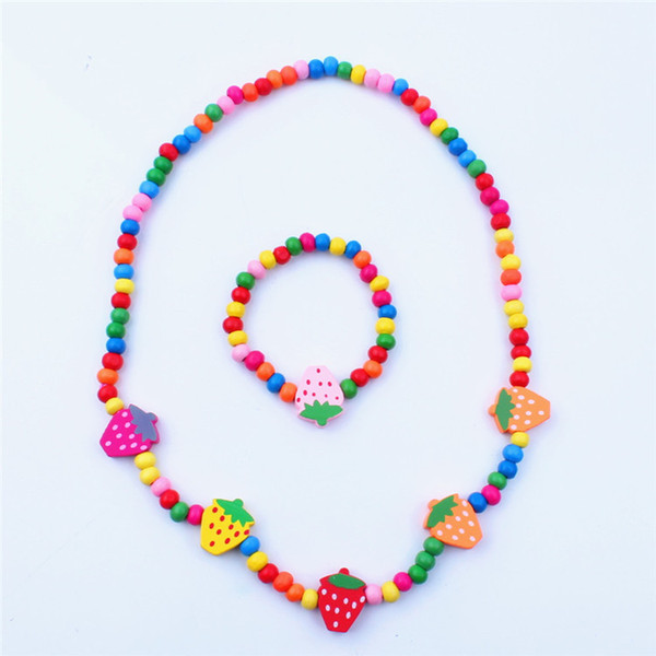 Baby Kids Children Girl Jewelry Sets Cute butterfly flower wooden Necklace bracelet Set