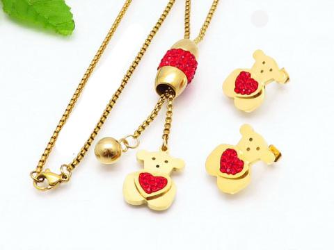 2019 Europe And The United States New Best Selling Jewelry Set Temperament Simple Necklace Earrings Cute Bear Earrings Simple Necklace