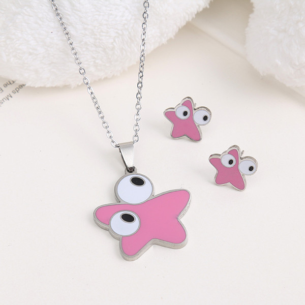 New Trendy Stainless Steel Cute Bear Star Jewelry Set 5 Colours for Women Never Fade Hot Selling High Quality Never Fade