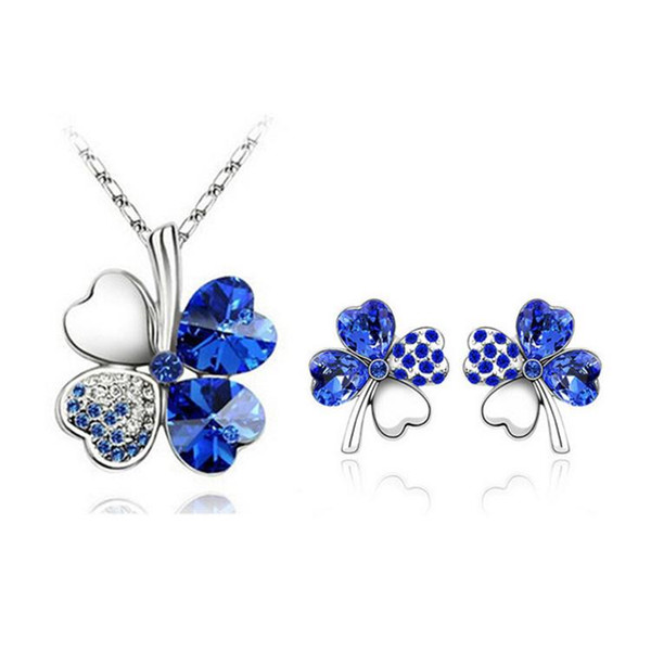 Fashion Popular Earring Necklace Sets for Women Designer Jewelry Four-leaf Clover Design Wedding Necklace and Earring Set 9554