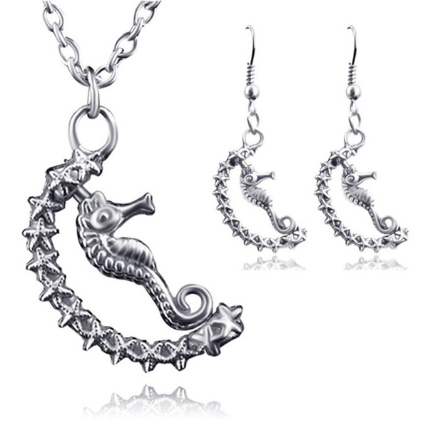 American Jewelry 360 degree rotation colored Shou hippocampus Necklace Jewelry new earrings