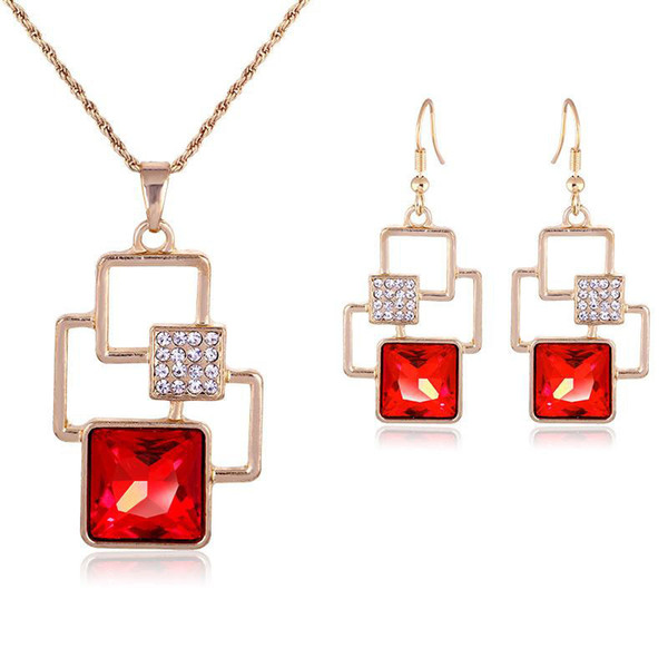 Fine Jewelry sets Fashion Rhinestone Crystal Acrylic Geometric Chokers Necklaces Earrings Long Pendants Jewellery Set For Women