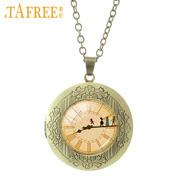 TAFREE Peter P Big Ben Clock Necklace Silver Plated Trendy Vintage Locket Pendants Necklace Statement Women Jewelry WNK181