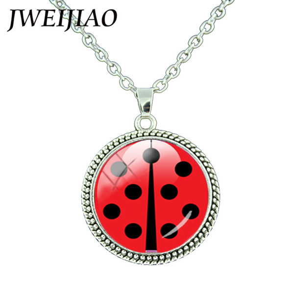 TAFREE Miraculous Ladybug Necklace Comic Lady Bug Girl Charm Necklace Pendant Glass Cabochon Jewelry Kids Toy Gifts LB01