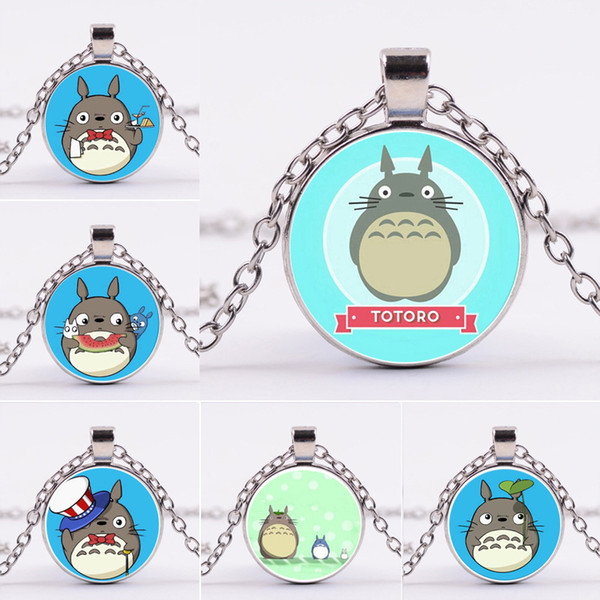 Hayao Miyazaki Totoro Necklace Silver Glass Cabochon Necklace Pendants Kids Fashion Jewelry Will and Sandy Drop Shipping