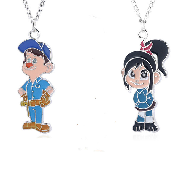 Wreck-It Ralph Necklace Metal WreckIt Ralph Figures Necklace Pendants Fashin Kids Gift Will and Sandy Drop Shipping