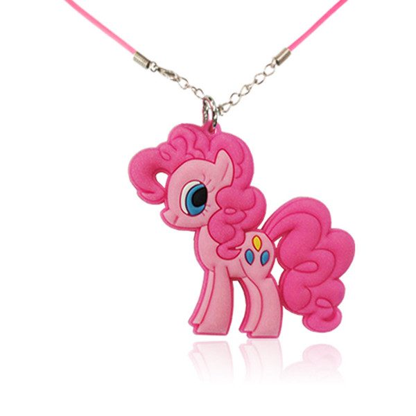 Retail 10+ Cute Horses High Quality Cartoon Soft PVC Pendant+51cm Necklace Rope Chain Choker Necklace Kids Gifts Party Favors Jewelry