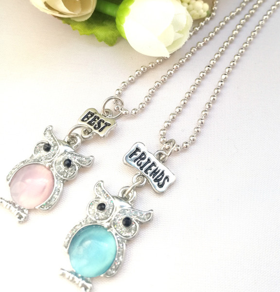 2PCS/Set Friendship Resin Owl Necklaces Kids Stereo Imitation BFF Necklace For Children Best Friends Jewelry