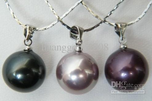 3pc Lustrous14MM shell pearl pendant necklace 3piece/lot