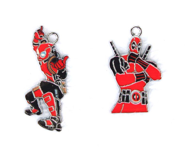 100Pcs Cartoon Deadpool Charm Key chain Pendant DIY Jewelry Making