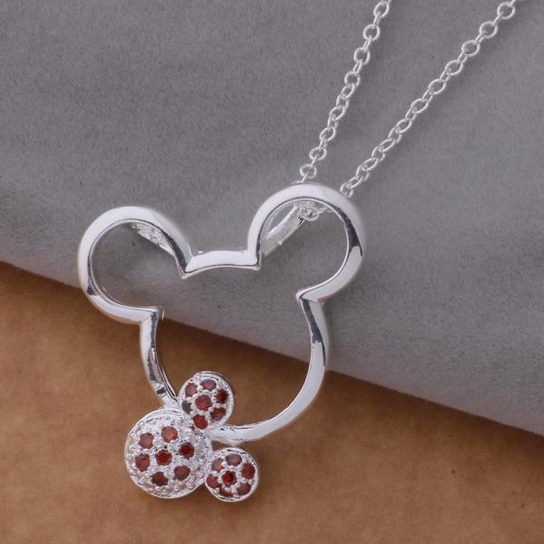 Selling brand necklace with zircon plated 925 sterling silver cute mouse is the best gift for girls top quality free shipping