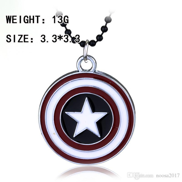 Charm Necklaces 13g coolest White K Super Hero US Captain Shield Pendant Necklace DIY Jewelry best gifts for kids