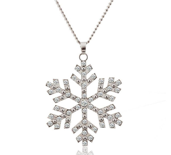 Frozen Snowflake Pendant Crystal Necklace/Crystal Necklace/Snowflake Silver Sweather Long Chain Necklace for Christmas birthday gift