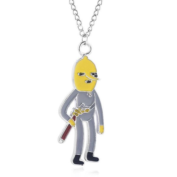 Anime Adventure Time Necklace Enamel Adventure Time Lemongrab Figure Necklace Pendants Jewelry Drop Shiping