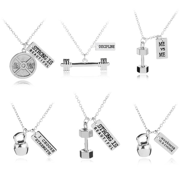 Hot-selling lovers pendant necklace sport series fashion dumbbell sweater chain for couples nice gift free ship