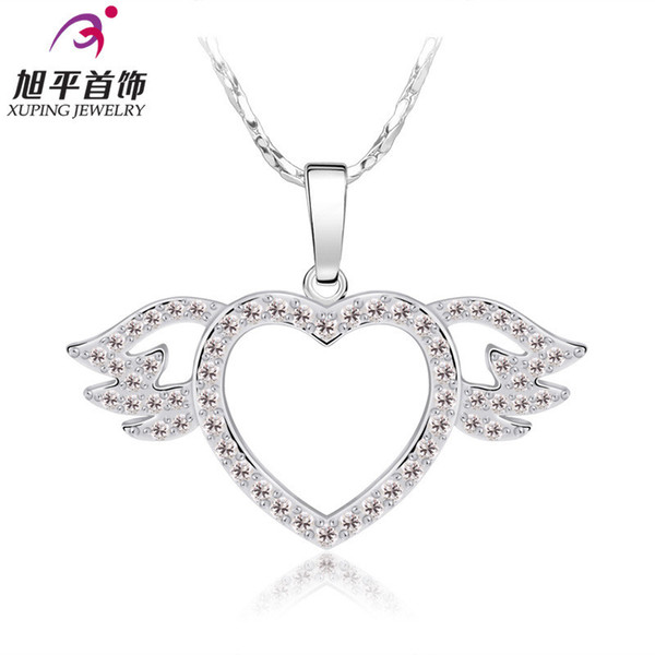 Hot Crystal Love Heart Pendant Chain Necklace Fashion Family Xmas Gifts Necklace Chains For Children Silver Crystal Necklaces Heart Jewelry