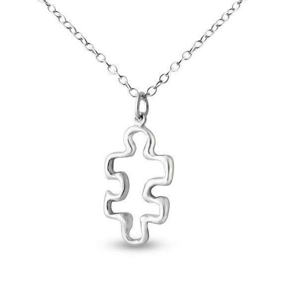 simple small hollow Geometric puzzle necklace fashion Jigsaw baby autism pendant necklace heart public welfare holiday gift jewelry necklace