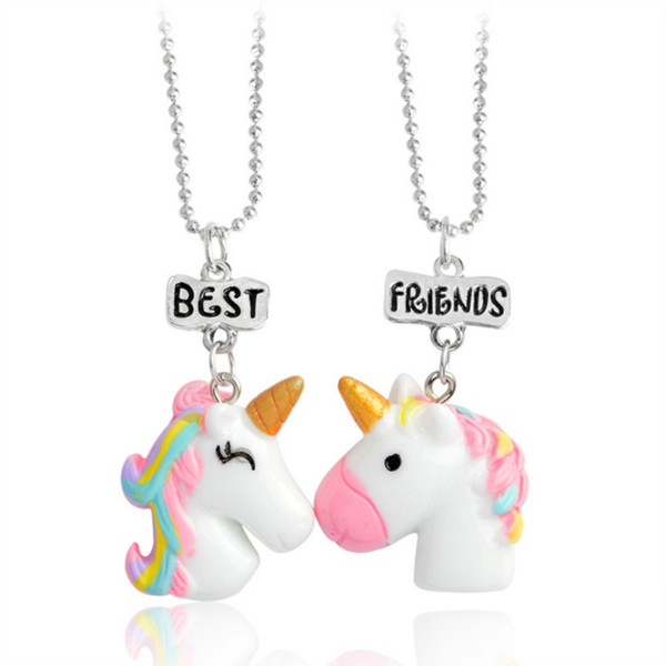 Popular pendant 1set children's accessories resin colored solid unicorn BF necklace pendant for girl free shipping