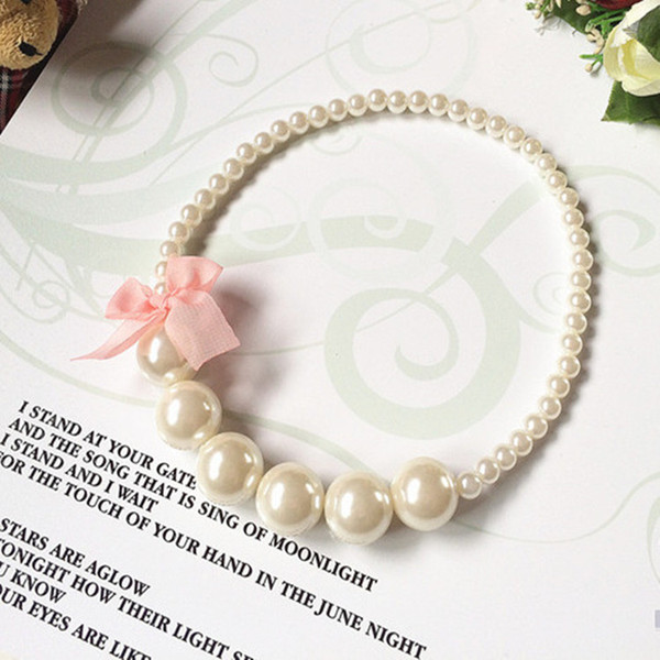 High quality Necklace kids princess pearl Necklace girl Jewelry Photo Prop 2 colors 100pcs/lot T2C041