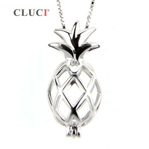 CLUCI 925 sterling silver necklace pendant popular fruit locket hollowed pineapple cage pendant 3 pcs S18101607