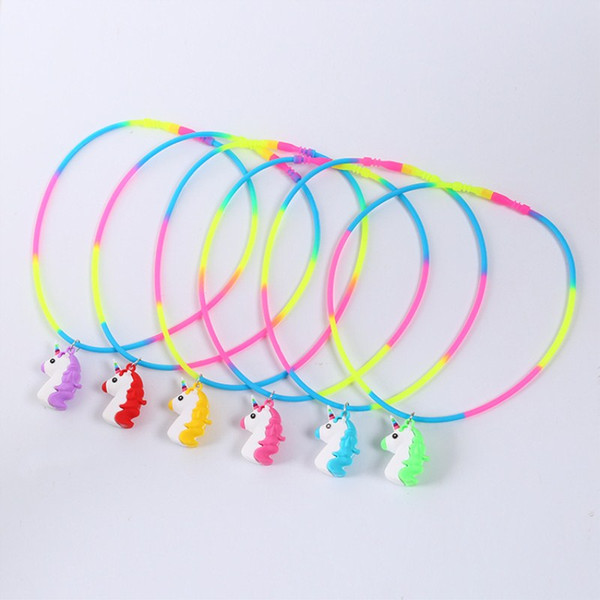 New Silicone Unicorn Necklace Double-sided Rainbow Horse Soft Necklace Accessories Wholesale