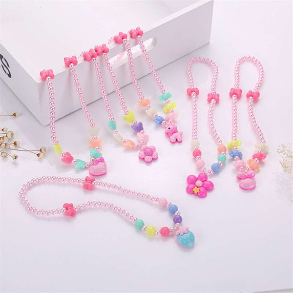 Korean children's jewelry cartoon necklace girl accessories pearl mixed cute princess necklace