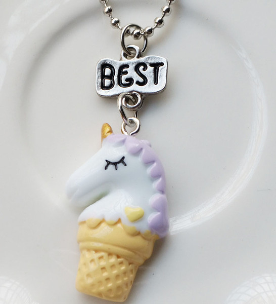 New Best Friends Ice Cream Unicorn Necklace Couple Necklace Friendship Jewelry for Women Kids Gift DROP SHIP 162662