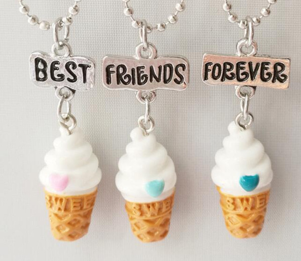 Best Friends Pendant Necklaces Cute Children Jewelry BFF unicorn necklace Simulation Resin Cartoon Necklaces Dessert Series