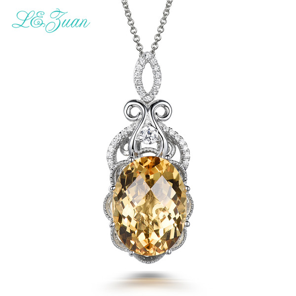 Fine Jewelry Natural Citrine 925 sterling-silver-jewelry Necklaces Pendants For Women 8.65ct Drop Shipping P0074-W05