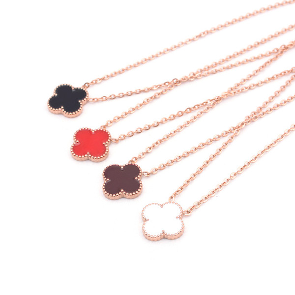 Clover Necklace Rose gold necklace Grinded clavicle chain Rose gold necklace Ethnic Style Pendant Fashion accessories Wild neck chain