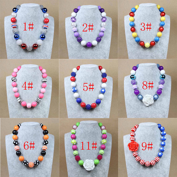 Kids Children Punk Beaded Necklaces Princess Pendants Handmade Beads Polka Dot Beads Clear Gumball Beads Free Shipping