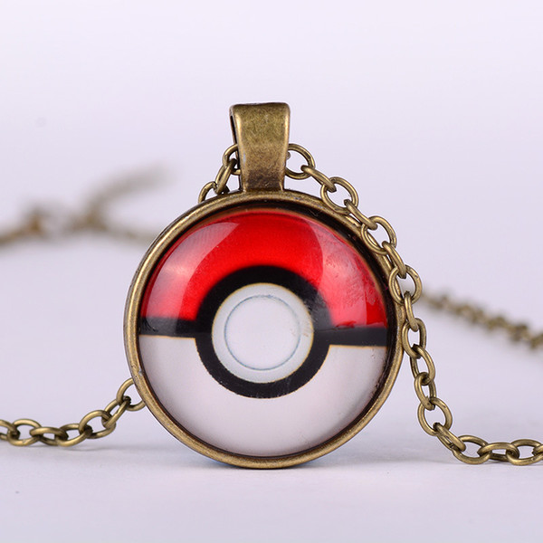 ball necklaces keychain Pocket Monsters Pikachu Eevee Charizard time gem glass cabochon necklace women men kids toy 17112907